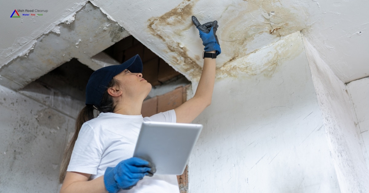 Ceiling water damage in Utah home