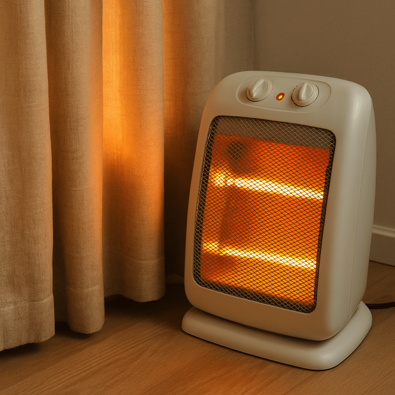 space heater placed too close to curtains
