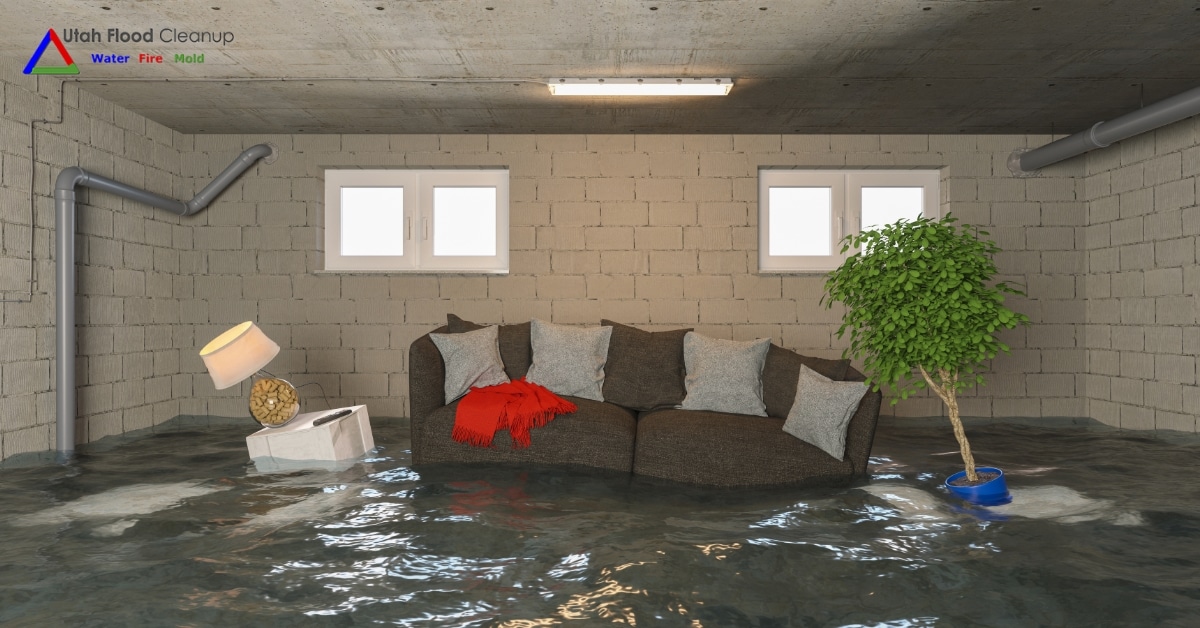 Flooded Living Room with Water Damage