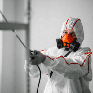 Mold cleanup with protective equipment