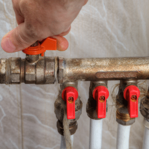shutting off water main valve in basement